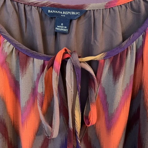 Banana Republic New Chevron Chiffon Boho Dress 6 - Picture 2 of 8